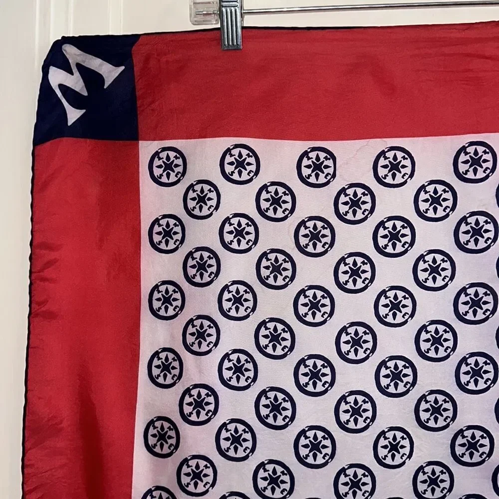 Vtg Glentex red, white & blue North South East & West Directions scarf‎